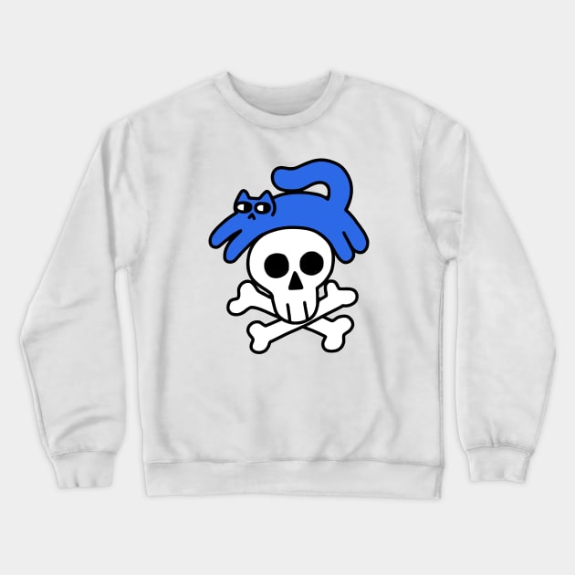 Cat And Skull And Crossbones Crewneck Sweatshirt by obinsun